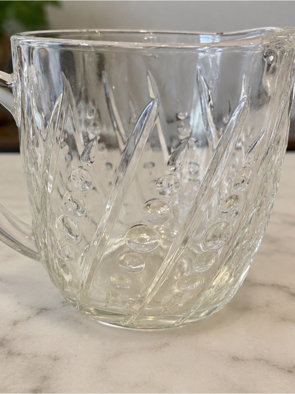 Vintage Clear Pressed Glass Pitcher Raised Dot Bubble Pattern 4” Creamer